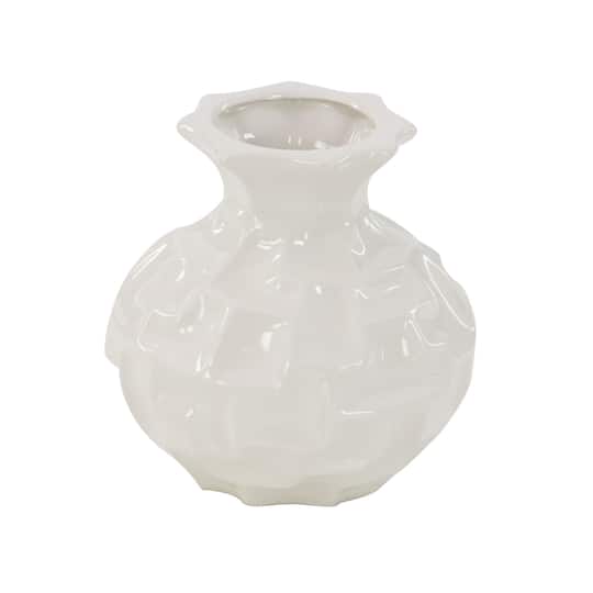 White Stoneware Modern Vase Set